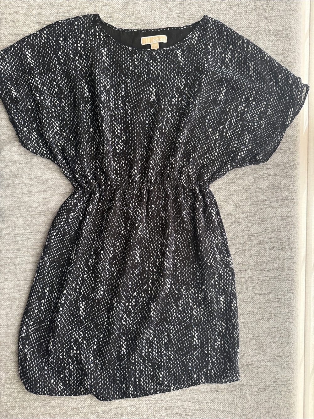 Michael Kors Black and White Patterned Women's Elastic-Waist Dress Size M